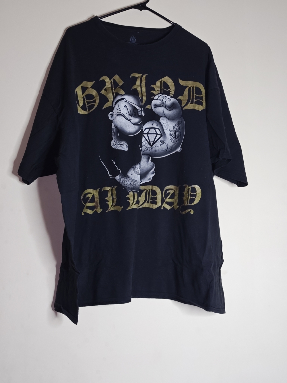 Popeye Black Short-Sleeve Grapic Tee Grind All Day 4X